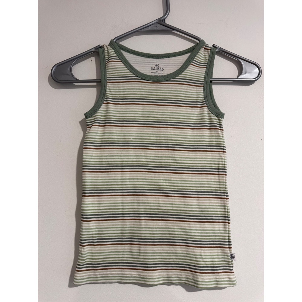 Honest Baby Clothing Striped Tank Top boys 5T Green Organic Cotton